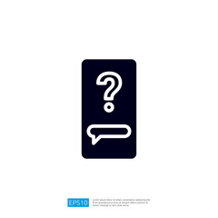 Poster - A simple graphic featuring a question mark and a speech bubble, symbolizing inquiry and communication. Illustration icon