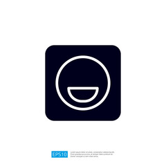 Poster - a simple, minimalist icon depicting a smiling face within a rounded square, conveying a sense of joy or positivity. Illustration icon