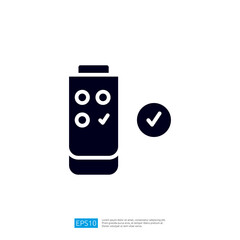 Poster - A simple graphic representation of a beverage container with checkmarks, indicating approval or confirmation. Illustration icon