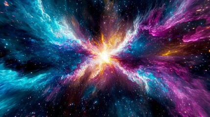 Wall Mural - cosmic dreamscape: a vibrant nebula explodes with color, showcasing the beauty and wonder of the uni