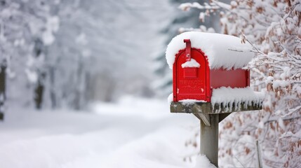 Poster - festive red mailbox