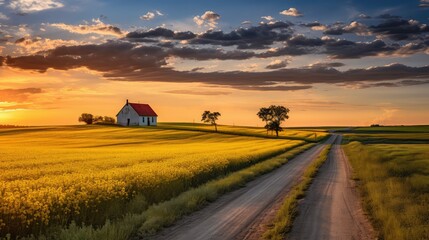 Canvas Print - fields back road