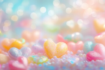 Poster - Pastel Glitter Hearts Background