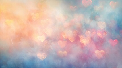 Poster - Pastel Hearts Bokeh Background Soft Romantic Texture