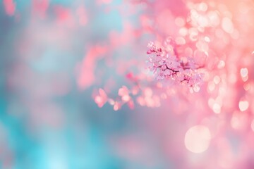 Poster - Pastel Pink and Blue Flower Blossoms Soft Focus Macro Photography