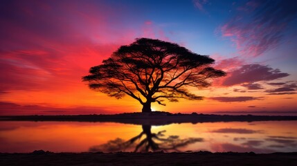 Wall Mural - sky silhouettes tree