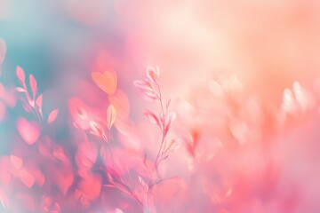 Poster - Pastel Pink and Orange Floral Background Soft Focus Spring Nature Photography