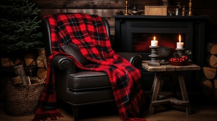 Wall Mural - inviting black and red plaid