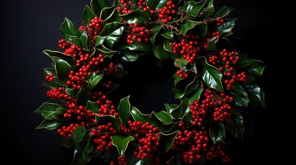 Poster - circular holly leaves and berries