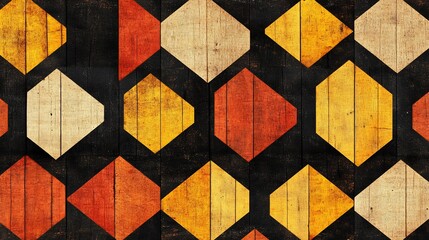 Wall Mural - Warm toned geometric wood pattern subtly textured. AI Generated