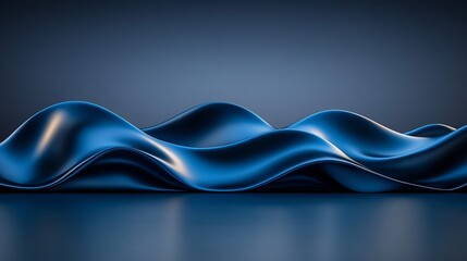 Wall Mural - Deep blue abstract waves subtly reflect soft light. AI Generated