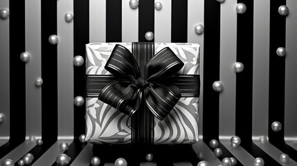 Wall Mural - box christmas background black and white