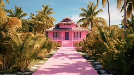 Wall Mural - roof pink house