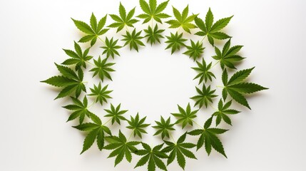 Wall Mural - photo hemp leaves on white