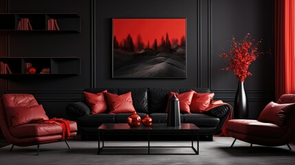 Wall Mural - sophistication black and red design