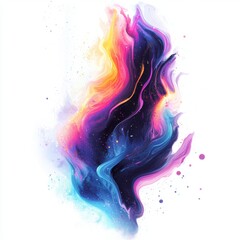 Wall Mural - Vibrant Abstract Swirl of Colorful Ink Blending with Cosmic Elements in a Creative Digital Artwork