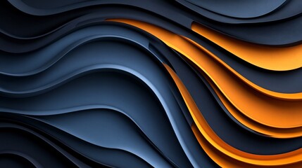 Wall Mural - Abstract Orange Blue Waves Flowing Smoothly. AI Generated