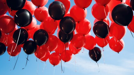 Wall Mural - scene red and black balloons