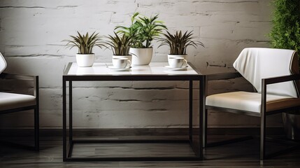 Wall Mural - minimalist coffee shop table