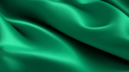Poster - Luminous Emerald Ripple: Elegant Animated Silk Texture Premium Background