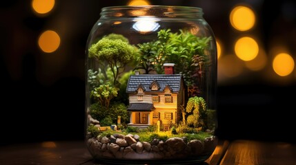 Wall Mural - display miniature house