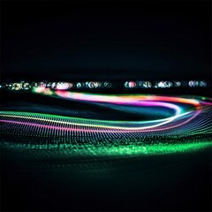 Wall Mural - Abstract Night Cityscape with Colorful Light Trails