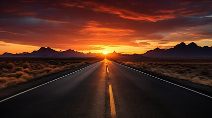 Canvas Print - horizon road to sunset