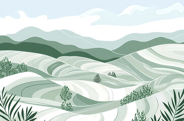 Wall Mural - The terraced fields are picturesque and green