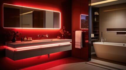 Wall Mural - mirror red led light