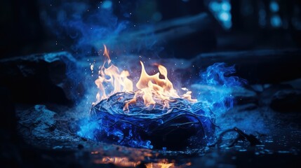 Sticker - flame blue real fire