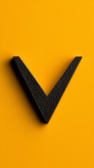 Poster - Black Textured Letter V on Yellow Background