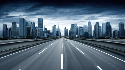 Wall Mural - Modern City Skyline with Empty Highway