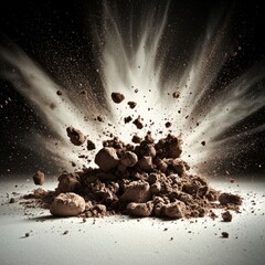 Wall Mural - Brown Dirt Explosion Against Dark Background