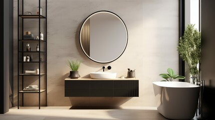 Wall Mural - bathroom black oval