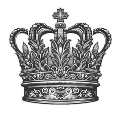 Wall Mural - ornate royal crown engraving vector illustration