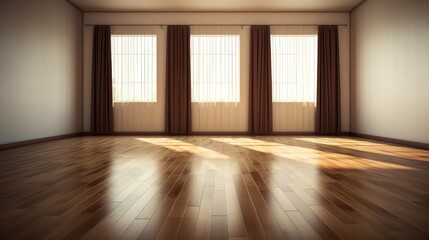 Wall Mural - glossy empty room wood floors