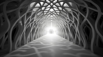 Wall Mural - intricate abstract white tunnel