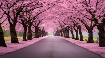 Canvas Print - trees road spring