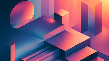 Poster - Dynamic abstract geometric composition modern art gallery digital artwork vibrant environment aesthetically pleasing viewpoint