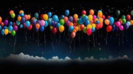 Canvas Print - balloons rainbow black background