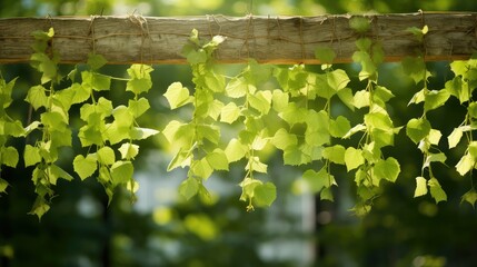 Wall Mural - fence leaves banner