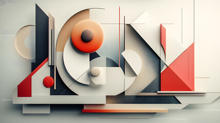 Poster - Abstract geometric composition featuring shapes and colors creative art studio digital artwork modern aesthetic close-up view visual harmony