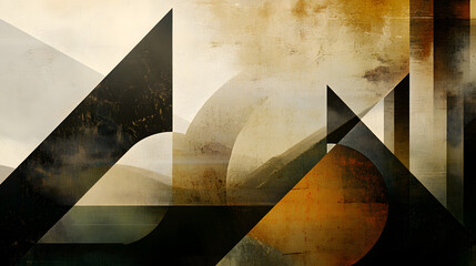 Poster - Abstract geometric composition featuring shapes and textures modern art exhibit digital artwork studio environment artistic perspective