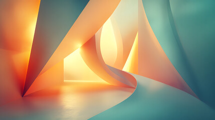 Poster - Abstract geometric composition featuring colorful forms studio digital artwork creative environment close-up view artistic concept