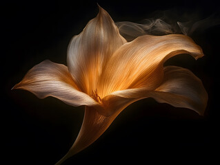 Elegant floral shapes illuminated with soft light create serene atmosphere