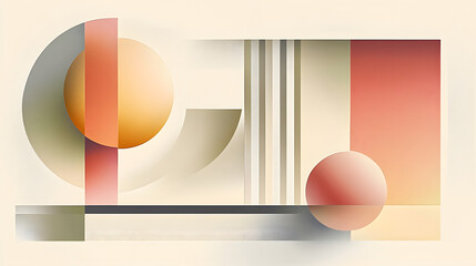 Poster - Abstract geometric composition featuring shapes and colors digital artwork modern aesthetic minimalist environment artistic viewpoint