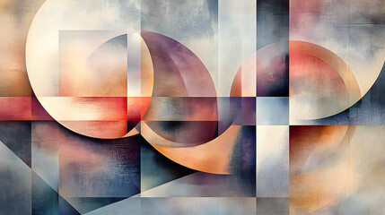 Poster - Dynamic abstract geometric composition featuring shapes and colors digital art modern aesthetic artistic environment unique perspective