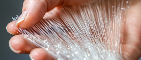 Poster - Close-up of Hand Holding Fiber Optic Cables