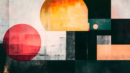 Poster - Abstract geometric composition with vibrant circles modern art gallery digital artwork contemporary environment artistic viewpoint