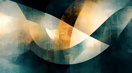 Poster - Abstract geometric composition featuring soft curves and warm colors digital artwork contemporary design vibrant environment